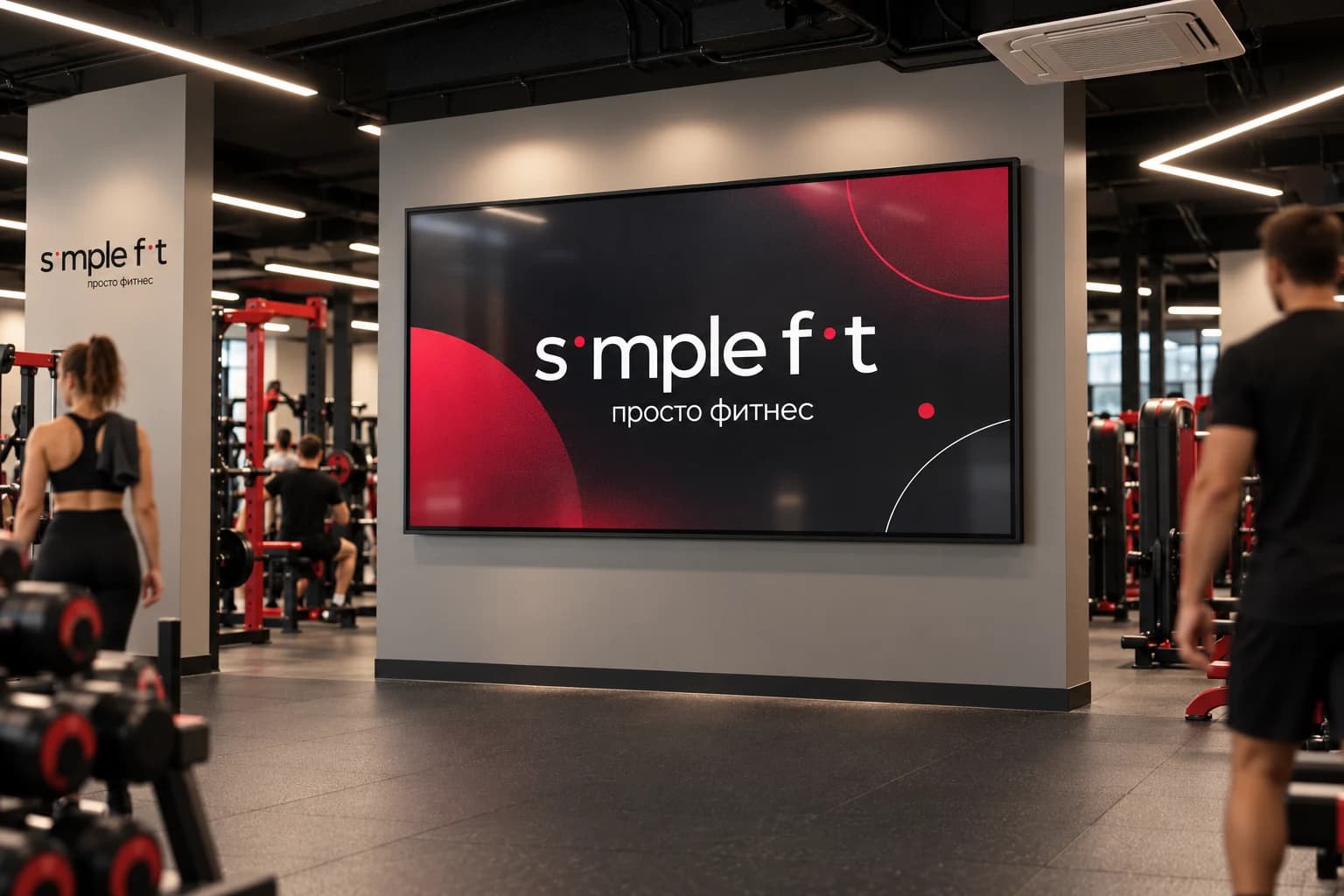 Digital-экран в интерьере клуба Simple Fit